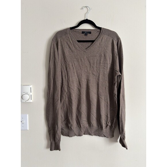 Marc Anthony Mens XL V Neck Knit Pullover Sweater Natural Fiber Neutral Preppy - Picture 1 of 4